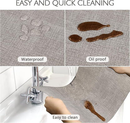 Faux Leather Placemats Set of 8 Washable PU Table mats for Kitchen Table - Heat Resistant, Waterproof, Easy Clean, Anti Slip 11.8" x 17" (Light Brown-8 Pack)