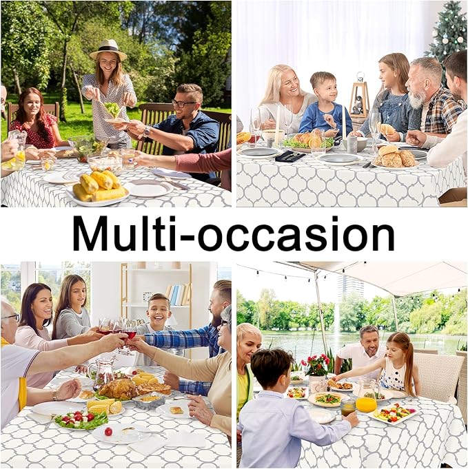 Smiry Rectangle Table Cloth, Waterproof Vinyl Tablecloth with Flannel Backing for Rectangle Tables, Wipeable Spillproof Plastic Tablecloths for Dining, Camping, Indoor and Outdoor (60"x120", Beige)