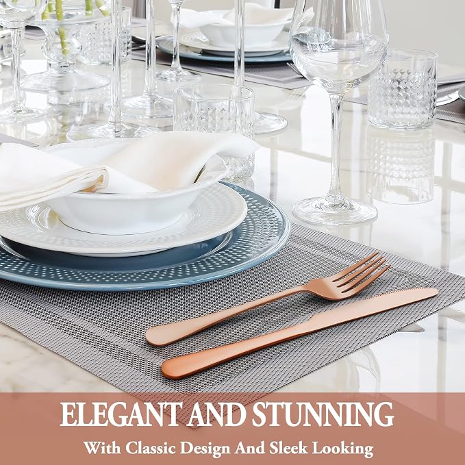 36 Pcs Rose Gold Silverware Set - Image 6