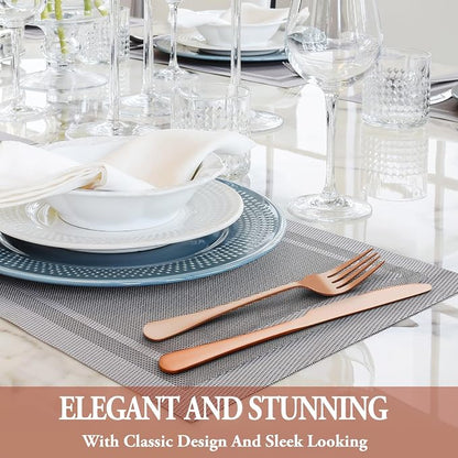 36 Pcs Rose Gold Silverware Set - Image 6