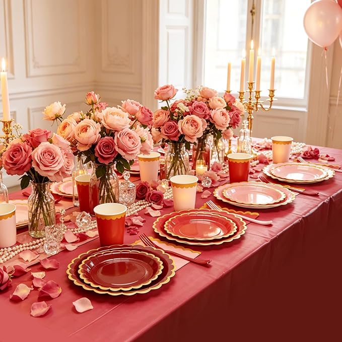 Burgundy Plates and Napkins Party Supplies - Image 3