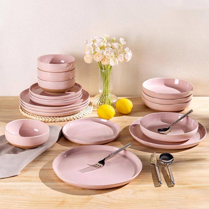 AmorArc Dinnerware Sets for 6, 18 Pieces Ceramic Plates and Bowls Set | Scratch - Image 8