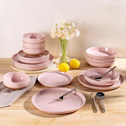 AmorArc Dinnerware Sets for 6, 18 Pieces Ceramic Plates and Bowls Set | Scratch - Image 8