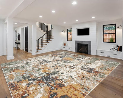 Keen Home Design Area Rugs - 10x14 Non-Shedding, Abstract Rugs for Kitchen, Living Room, Bedroom, Dining Room, Entryway - Size: 9'10" x 14', Multi