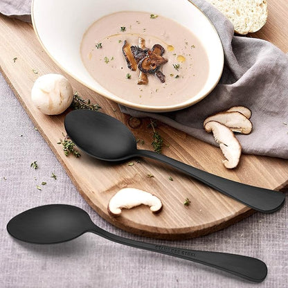 LIANYU 20 Piece Matte Black Silverware Set, Stainless Steel Black Flatware - Image 6