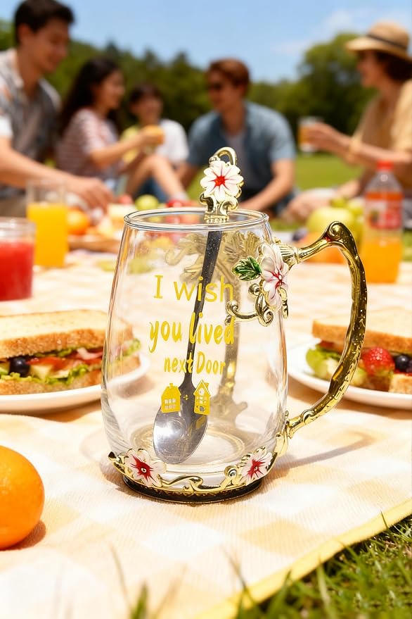 Unique Printing Glass Cup Flower Design Tea Cup Coffee Cup Ideal Christmas Gift - Image 3
