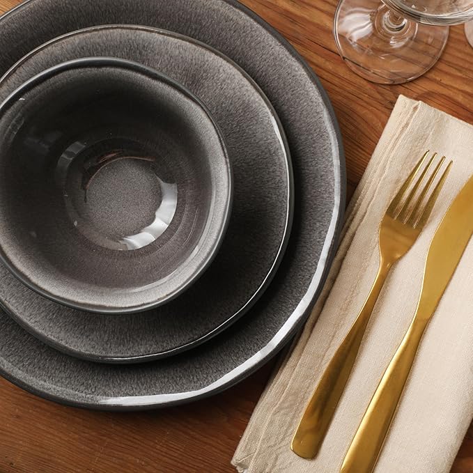 Gibson Elite Port Barton Plates and Bowls Sets, 12-Piece Stoneware Dinnerware - Image 6