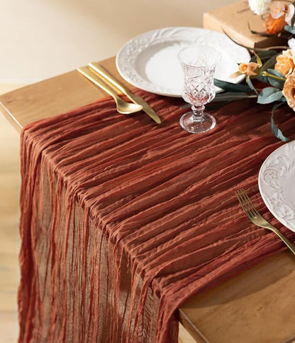 Vitalizart Cheesecloth Table Runner Terracotta 10ft Gauze Boho Rustic | 120 by Vitalizart
