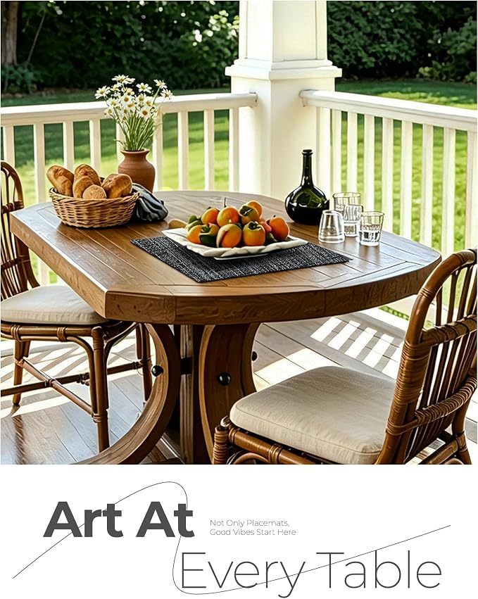 Leetaltree Black and Grey Woven Placemats Set of 4 - Image 9