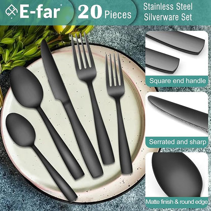 E-far Matte Black Silverware Set - Image 3