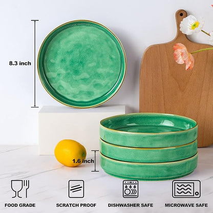 E-far Pasta Bowls Set of 4, 30oz Shallow Salad Bowls - Image 2