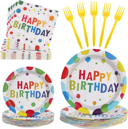 100 Pcs Disposable Birthday Party Tableware Set by Unknown