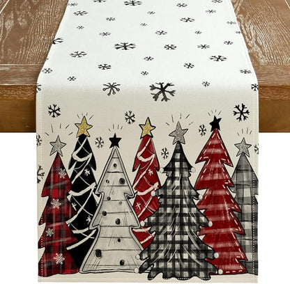 Christmas Table Runner 13x72 Inch, Xmas Tees Snowflakes Holiday Decorative by GEEORY