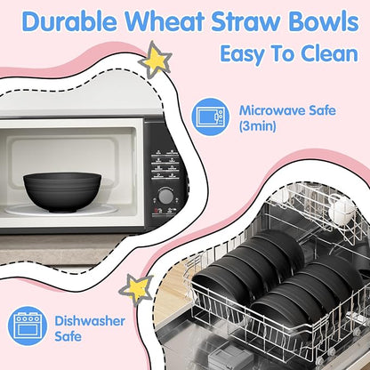 Quatish 14 PCS Unbreakable Cereal Bowls, Dishwasher & Microwave Safe Wheat - Image 3