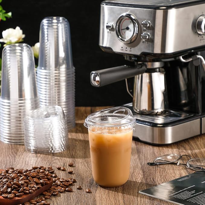 Ziliny 50 Sets Clear Plastic Coffee Cups - Image 2
