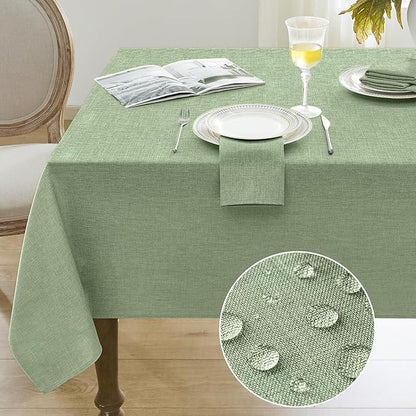 Softalker Rectangle Tablecloth 60 x 104 Inch Sage Green Spring Tablecloths Linen Textured Stain and Wrinkle Resistant Decorative Dining Table Cover for Summer Outdoor, Tea Party, Birthday, Coffee