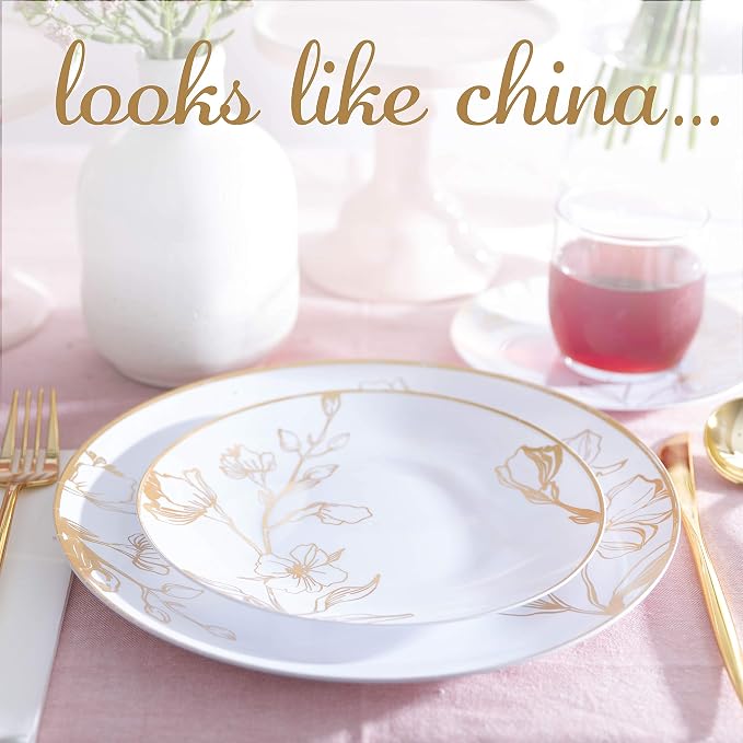 PLASTICPRO White Plastic Design Party Plates Premium heavyweight Elegant - Image 4