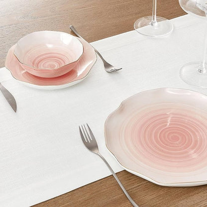Linen Textured Border Table Runner, 14 x 72 Inch White | Mitered Corner Design - Image 5