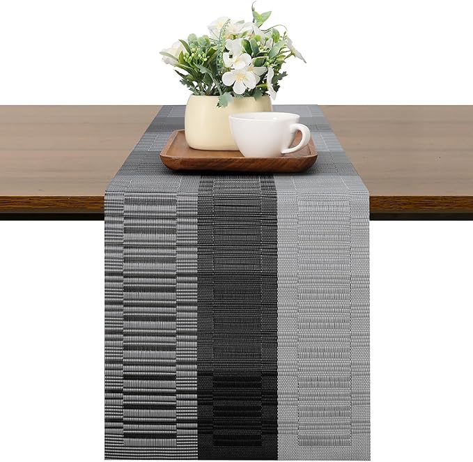 Table Runner 71 Inches Long, Vinyl Woven Farmhouse Table Runners | Washable by Chitomars