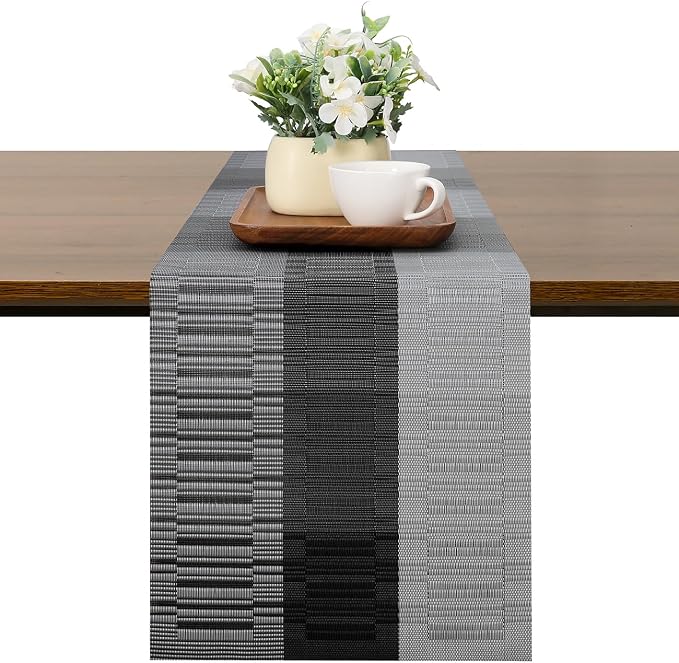 Table Runner 53 Inches Long, Vinyl Woven Farmhouse Table Runners | Washable by Chitomars