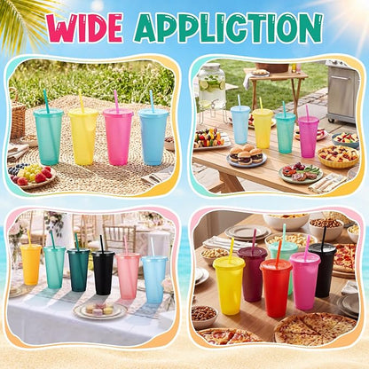 Honeydak 100 Pack Tumbler with Straw and Lid Bulk Cups - Image 6
