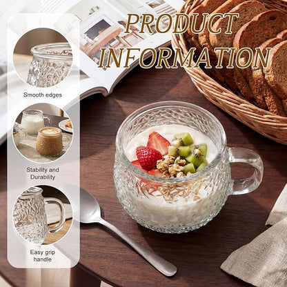 12 Pack Glass Coffee Mugs with Handles, 12 Ounces Glass Breakfast Mugs Bulk - Image 4