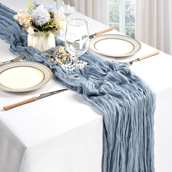 12 Pack Dusty Blue Cheesecloth Table Runner 17 x 108 Inch | Boho Gauze Cheese - Image 3