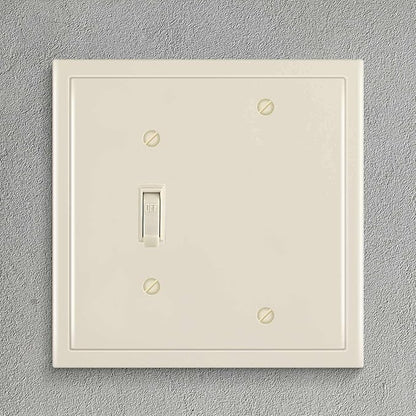 Henne Bery Modern Edge Decorative Wall Plate Switch Plate Outlet Cover, Durable Solid Zinc Alloy (Blank/Toggle, Light Almond)