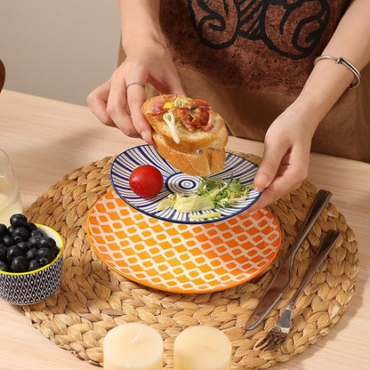 Selamica Small Dinner Plates, Oval Dessert Plates Ceramic, 6 Inch Small Plates for Appetizer, Cake, Snacks, Microwave Dishwasher Safe, Set of 6, Assorted Colors