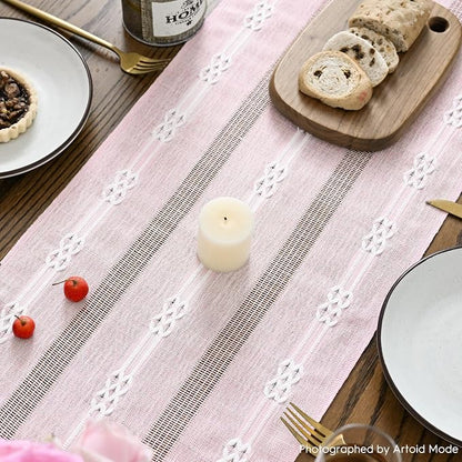 Artoid Mode Pink Farmhouse Embroidered Hollow Table Runner, Seasonal Kitchen - Image 4