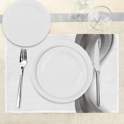Ambesonne Grey Place Mats Set of 4, Wavy Vertical Curved Stripes with Flowers and Leaves Vintage Damask Inspired, Washable Fabric Placemats for Dining Table, Standard Size, Pale Grey