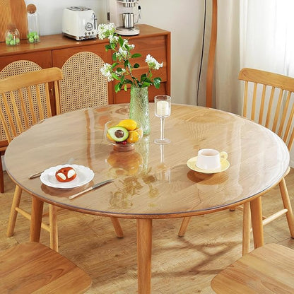 Warmstar Round Clear Table Protector, 44Inch 2mm Thick PVC Tablecloth for Dining & Coffee Tables
