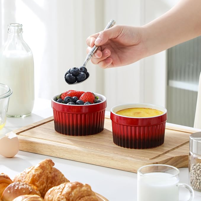 MALACASA Ramekins 6 oz Oven Safe, Small Ceramic Souffle Dishes - Image 5