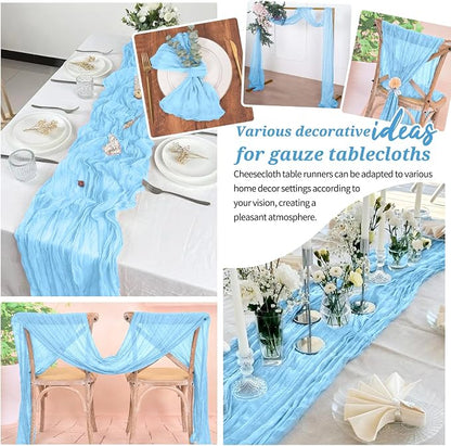 Pesonlook Cheesecloth Table Runner Light Blue, 10 Pack 17.7x108 inch, Long | - Image 7