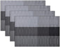 Winknowl Placemats Set of 4, Heat Resistant Non-Slip Vinyl Woven Table Mats for Dining Table, Washable Durable Elegant Place Mats for Kitchen Indoor/Outdoor Use (Black)