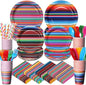 450 Pcs Mexican Serape Party Tableware Set Fiesta Decorations Taco Bar Paper by Unknown
