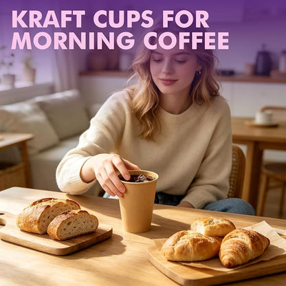 12 oz Brown Disposable Paper Coffee Cups, Disposable Hot Cups - Image 5