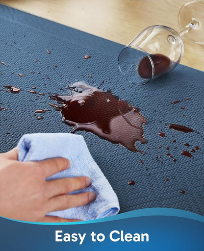Ophanie Kitchen Mats for Floor, 3/4 inch Thick, 17x24 Anti Fatigue Cushioned Mat, Kitchen Rugs, Waterproof, Comfort Ergonomic Standing Mat for Office, Home, Sink, Blue Non-Slip Ridged Bottom