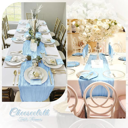 6 Pack Baby Blue Cheesecloth Table Runner, 17 x 108 inch, Semi Sheer Boho - Image 6