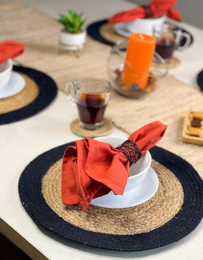 Round Verona Woven Jute & Cotton Braided PLACEMAT, Size -15” Round, Color - Image 9