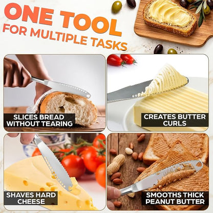 2 Pcs Butter Knife Spreader, 3 in 1, Stainless Steel | Butter Spreader Knife; - Image 3