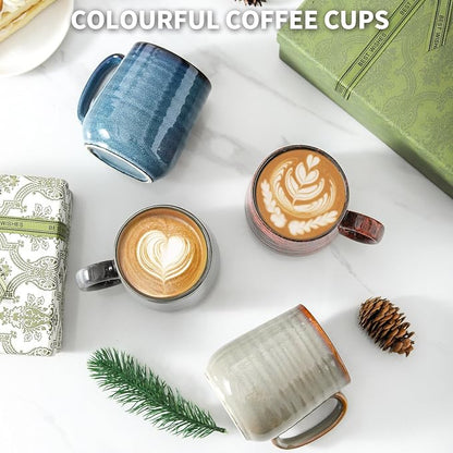 HASENSE Coffee Mugs Set of 4, 15 Oz Stoneware Coffee Cups - Image 3