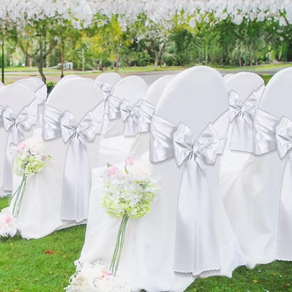 VACVELT White Satin Table Runners, 12x72 Inch, 6 Pack, Scalloped Edge | Silky - Image 4
