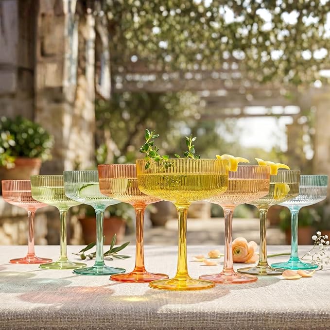 Khen Acrylic Ribbed Vintage Art Deco Martini Glasses - Image 6
