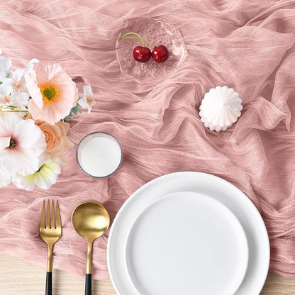 Dusty Rose Cheesecloth Table Runner Cheese Cloth Wedding Birthday Decor | 10Ft - Image 3