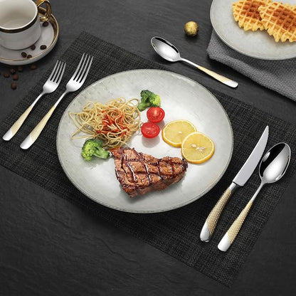 40-Piece Hammered Silver Gold Silverware Set - Image 7