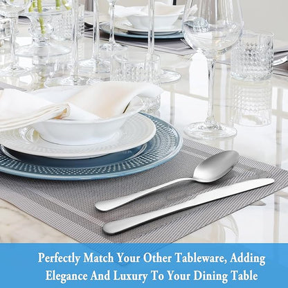 24 Pcs Dinner Spoon Set,Premium Food Grade Stainless Steel Spoons,Durable Metal Spoon,Tablespoon,Spoons Silverware Only,Mirror Finish & Dishwasher Safe,Use for Home,Kitchen and Restaurant - 7.3 inch
