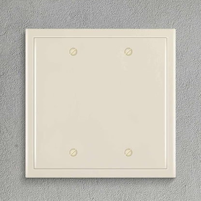 Henne Bery Modern Edge Decorative Wall Plate Switch Plate Outlet Cover, Durable Solid Zinc Alloy (Double Blank, Light Almond)