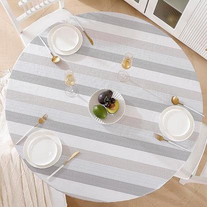 Walrus Round Vinyl Fitted Tablecloth with Flannel Backing Elastic Edge Design Table Cover Waterproof Oil-Proof PVC Table Cloth Stain-Resistant Best for 32"-36" Round
