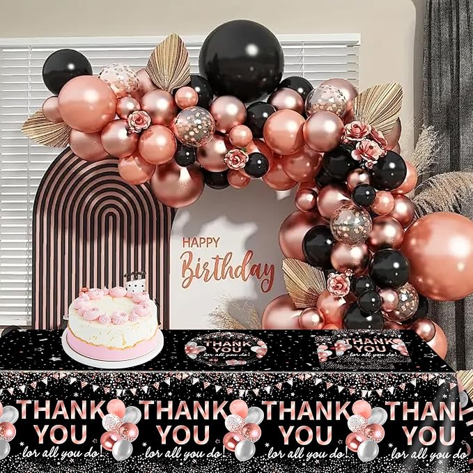 41Pcs Black Rose Gold Thank You Decorations Thank You - Image 6